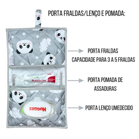 Imagem de Kit Almofada Amamentação com Porta Fralda Bebê Menina Menino