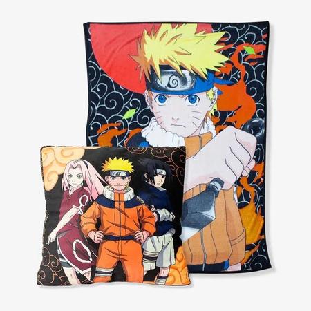 Imagem de Kit Almofada e Manta Cobertor Solteiro Infantil Naruto