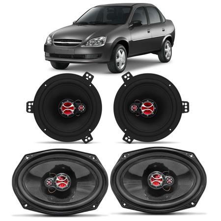 Imagem de Kit Alto Falante Corsa Sedan 2003 A 2012 6" E 6X9" 200W RMS 4 Ohms Triaxial Original Foxer KF.052