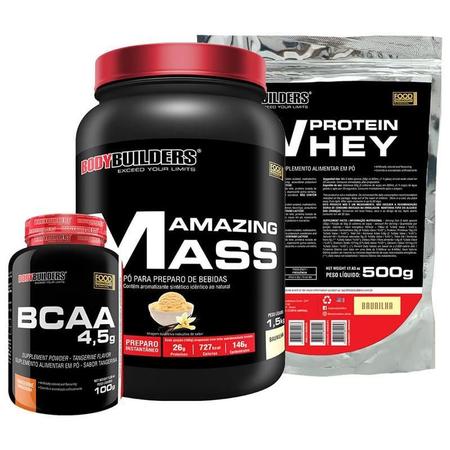 Imagem de Kit Amazing Mass 1,5Kg+ Whey Protein 500G+ Bcaa 100G