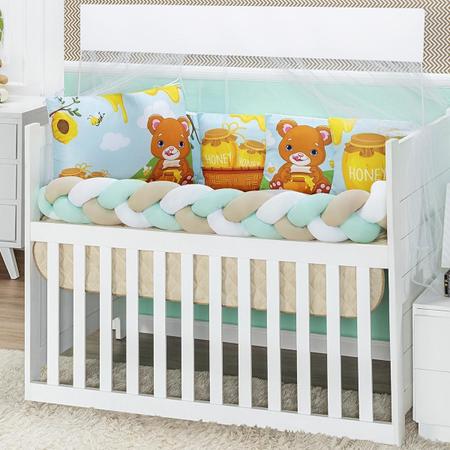 Imagem de Kit Americano Berço Baby Zoo Estampado 10 Peças Bebe Luxuoso