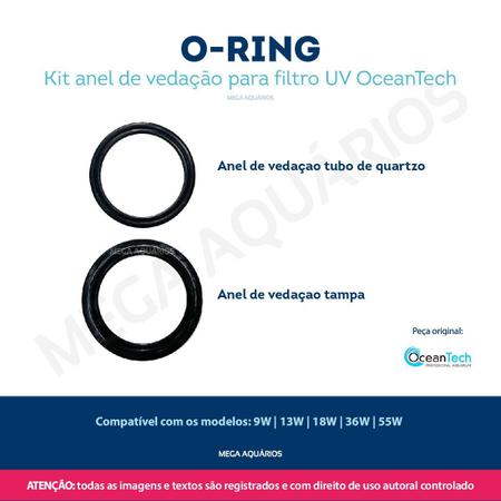 Imagem de Kit Anel Vedação Filtro Uv Oceantech 9W 13W 18W 36W 55W