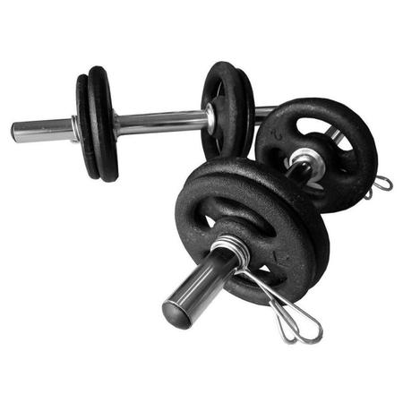 Imagem de Kit Anilhas de Ferro 3kg + barra oca 40cm (12kg) Musculação Fitness Academia