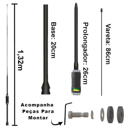 Imagem de Kit Antena Px Argentina Enfeite Caminhonete Viúva Negra Pickup Com Suporte