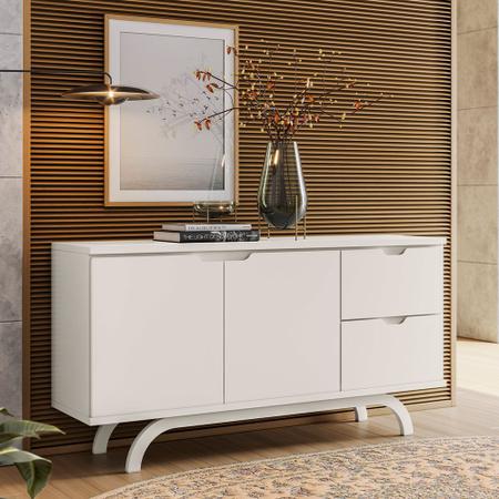 Imagem de Kit Aparador Buffet Bar Living com Cristaleira Adega Vicky N01 Off White - Lyam Decor