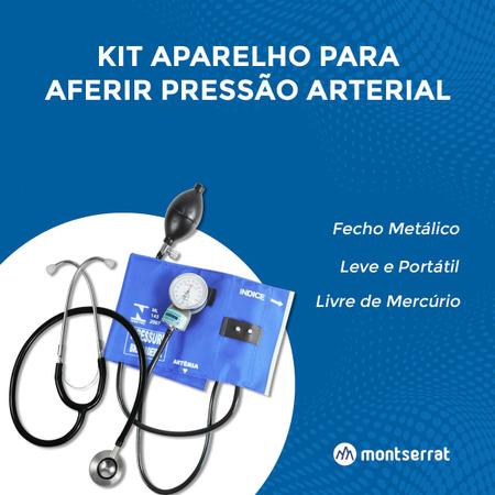 Kit Aparelho Aferir Pressão Arterial Esfigmomanômetro Aneróide Fecho Metal e Estetoscópio Simples - NTL Pressure Imagem de Kit Aparelho Aferir Pressão Arterial Esfigmomanômetro Aneróide Fecho Metal e Estetoscópio Simples