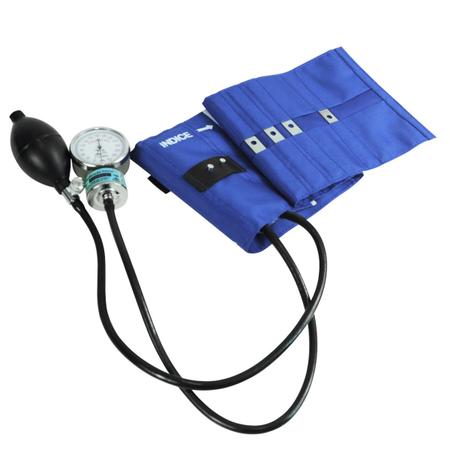 Kit Aparelho Aferir Pressão Arterial Esfigmomanômetro Aneróide Fecho Metal e Estetoscópio Simples - NTL Pressure Imagem de Kit Aparelho Aferir Pressão Arterial Esfigmomanômetro Aneróide Fecho Metal e Estetoscópio Simples