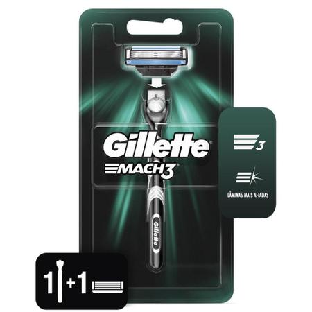 Imagem de Kit Aparelho de Barbear Gillette Mach3 + Porta Aparelho Gillette