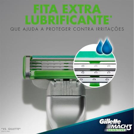 Imagem de Kit Aparelho Gillette Mach3 Sensitive + 16 Cargas Mach3 Sensitive