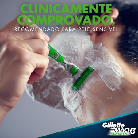 Imagem de Kit Aparelho Gillette Mach3 Sensitive + 16 Cargas Mach3 Sensitive