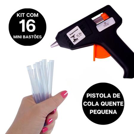 Imagem de Kit Aplicadora De Cola Quente Bivolt 10w + 16 Mini Bastões De Cola