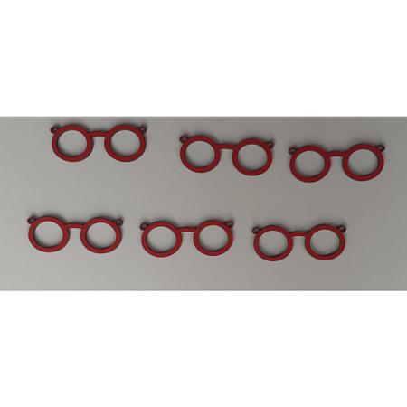 Imagem de Kit aplique de Óculos 25 Peças, Cor Vermelho ou Amadeirado Decoração, Lembranças 