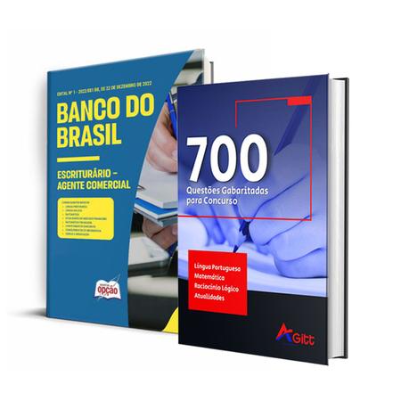 Imagem de Kit Apostila Banco do Brasil Escriturário  Agente Comercial + 700 Questões - Ed. Opção