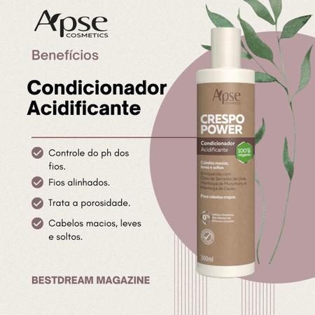 Imagem de Kit Apse Crespo Power Co Wash + Condicionador + Mascara + Creme De Pentear Nutritivo Cabelo Vegano