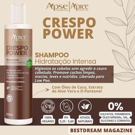 Imagem de Kit Apse Crespo Power Shampoo Condicionador Mascara Gelatina Ativadora Grande Completo Vegano