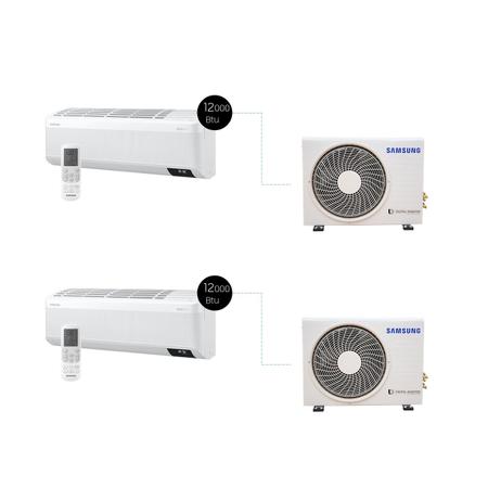 Imagem de Kit Ar Condicionados 2x12.000 Btu Sem Vento Samsung WindFree Quente e Frio (220V)