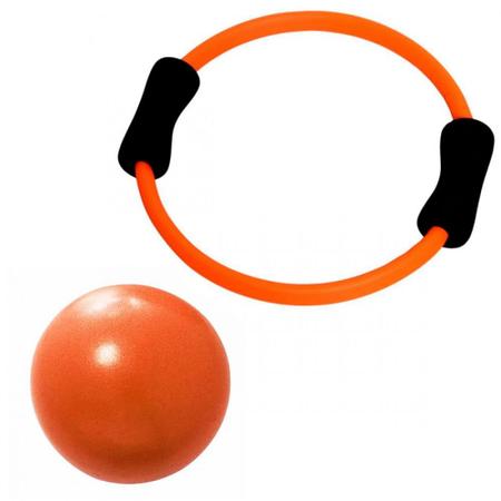 Imagem de Kit Arco Alaranjado Anel Flexivel para Pilates + Over Ball 25 Cm  Liveup Sports 