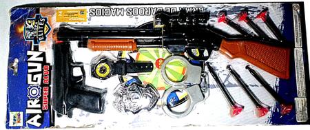 Imagem de Kit Arminhas De Brinquedo Rifle + Pistola Lançador De Dardos