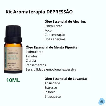 Imagem de Kit Aromaterapia Depressão Lavanda Alecrim Menta 100% Puro Via Aroma