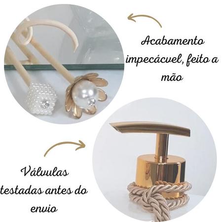 Imagem de Kit Aromatizador Saboneteira Bandeja Vasinho Dourado e Luxuosas Varetas Decoradas - K250/253