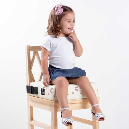 Imagem de Kit Assento De Elevação Infantil Com Cinto Para Cadeira Alimentação Atividades Bebê Alce