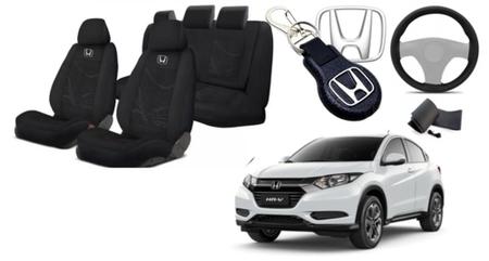 Imagem de Kit Assentos Personalizados Tecido Honda HRV 15-24 + Volante + Chaveiro