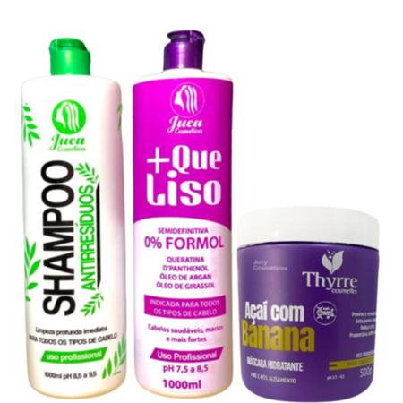 Imagem de Kit Ativo Progressiva Organica Matizadora + Que Liso Juca 2x1l + Mascara Açai Banana 500g Thyrre