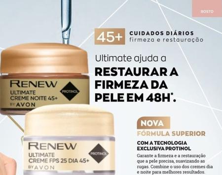 Renew Ultimate Dia Firmeza 45+ Creme Facial Antirrugas FPS 25 com Protinol  - Avon