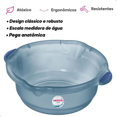 Kit Bacia Plástica Azul 6 Peças 5L Sanremo Imagem de Kit Bacia Plástica Azul 6 Peças 5L Sanremo