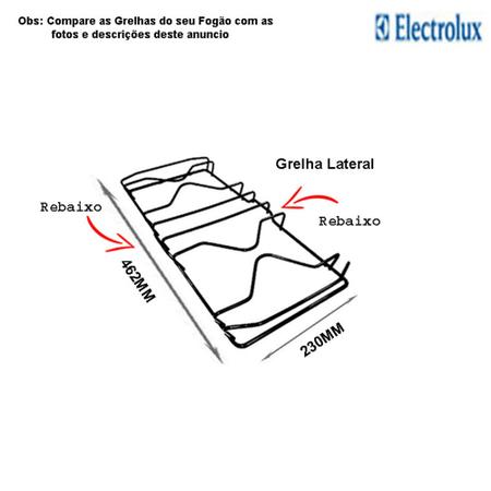 Imagem de Kit bacias + grelhas p/ fogões tripla chama electrolux 5 bocas 76 dxa