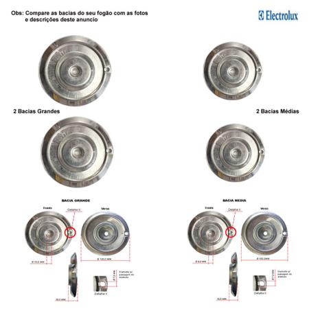 Imagem de Kit bacias p/ fogões electrolux 4 bocas 52 lbs