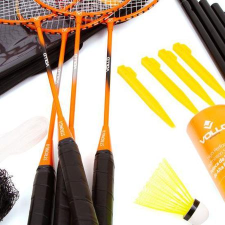 Imagem de Kit Badminton Completo 4 Raquetes, 3 Petacas e Raqueteira Treino Vollo