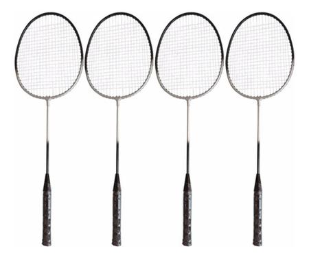 Imagem de Kit Badminton Pro 4 Raquetes 2 Petecas C/ Rede E Suporte