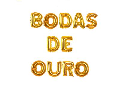 Imagem de Kit Balão Metalizado Dourado 40cm BODAS DE OURO 11 Letras