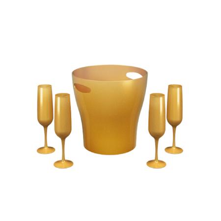 Imagem de KIT Balde Cooler 7L com 4 Taças de Espumante Dourado Coza Brinox - 99319/1506