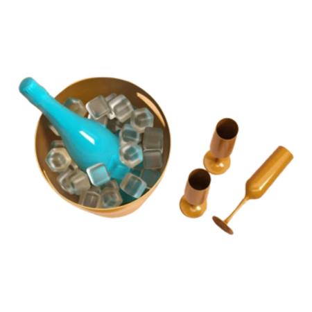 Imagem de KIT Balde Cooler 7L com 4 Taças de Espumante Dourado Coza Brinox - 99319/1506