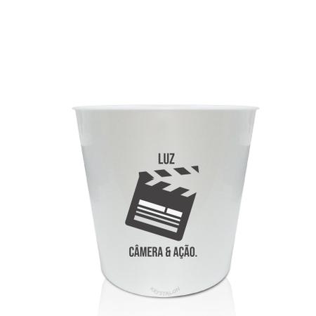 Imagem de Kit Balde de Pipoca e 2 Copos Personalizados - Luz, Camera...