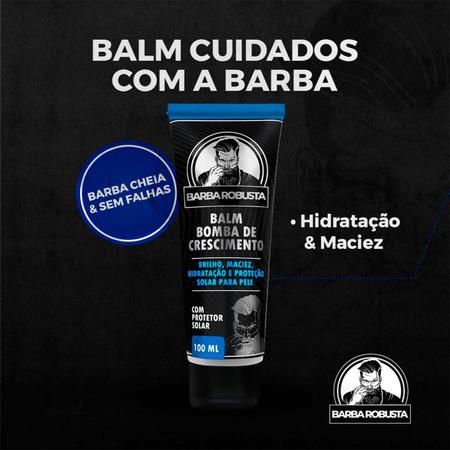 Imagem de Kit Balm Óleo Shampoo Condicionador Pente Duplo Para Barba Robusta