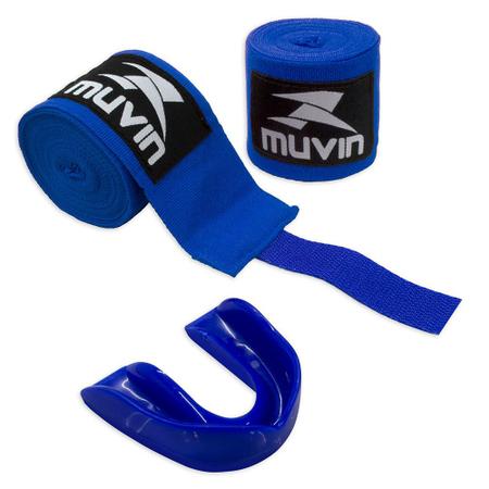 Imagem de Kit Bandagem Elástica 3 Metros + Protetor Bucal Muvin - Proteção Mão Boca Punho - Luta Boxe MMA Muay Thai Artes Marciais