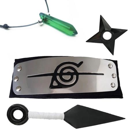 kit Bandana Naruto aldeia da folha Renegado, Kunai, Shuriken e