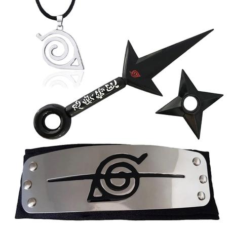 kit Bandana Naruto aldeia da folha Renegado, Kunai, Shuriken e Colar  Ajustável símbolo da aldeia da folha - Super Size Figure Collection - Kits  / Conjuntos de Joias e Bijuterias - Magazine Luiza