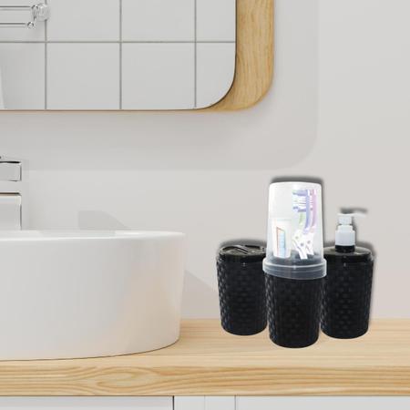 Imagem de Kit Banheiro 3 Peças Porta Sabão Escova e Pote Toalete