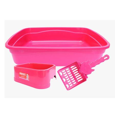 Imagem de Kit Banheiro Brinqpet 3 Peças Rosa para Gatos - Tam. Único