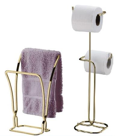 Imagem de Kit banheiro dourado Future Porta Papel Higiênico chao porta toalha de bancada  1608DD 1176DD