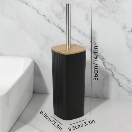 Imagem de Kit Banheiro Lavabo Conjunto Quadrado Lixeira 6 Peças Bambu