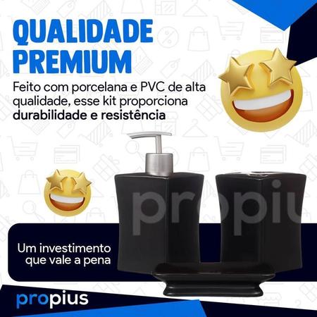 Imagem de Kit Banheiro Lavabo Porcelana 3 Pecas Bandeja Luxo