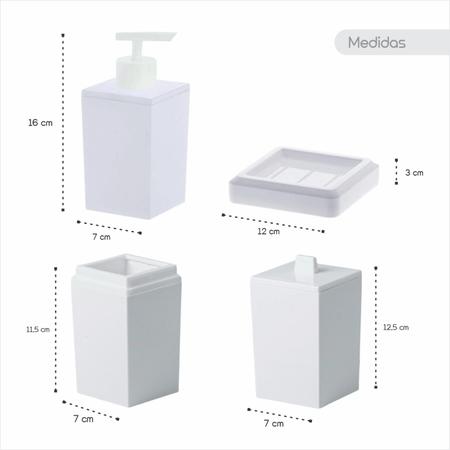 Kit Banheiro Lavabo Porta Sabonetes Escova Algodão 4 Peças - Paramount Imagem de Kit Banheiro Lavabo Porta Sabonetes Escova Algodão 4 Peças
