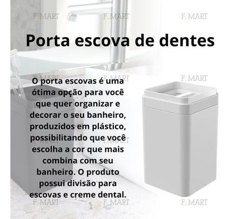 Imagem de Kit Banheiro Porta Escova Porta Algodao E Dispenser Branco