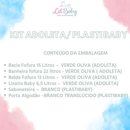 Kit Banheira Bebe Infantil Adoleta + Bacia + Balde + Lixeira + Saboneteira  - Rosa e Neutro