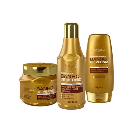 Imagem de Kit Banho de Verniz Forever Liss Shampoo, Cond e Máscara